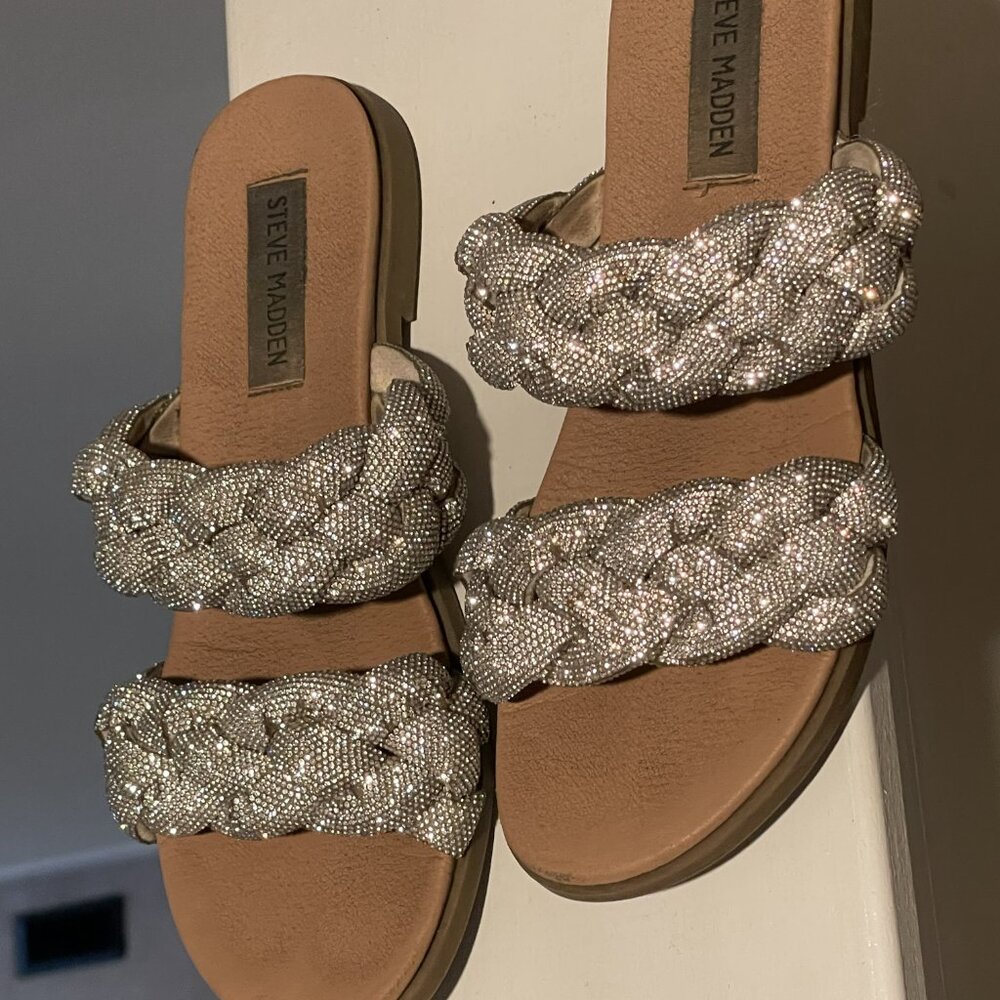 Steve Madden Braided Rhinestone Sandals - Picture 4 of 5